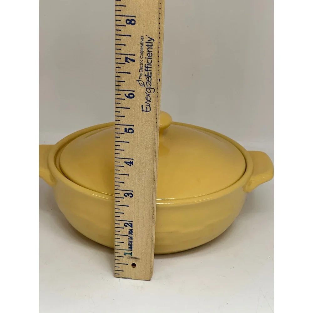 Longaberger Woven Traditions Mini Casserole Butternut Yellow Pottery Dish Lid